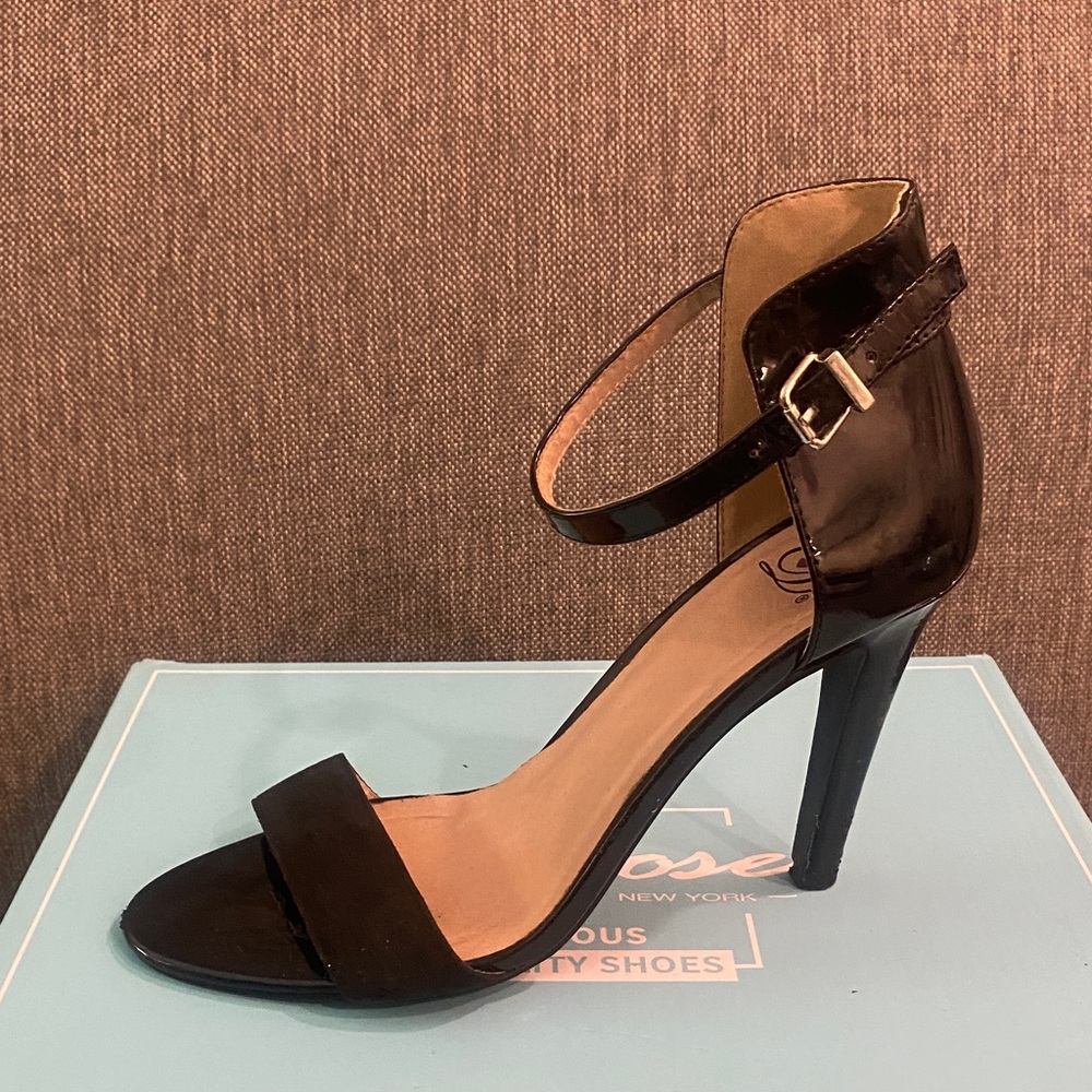 D-Delicious Black Ankle Strap Heels